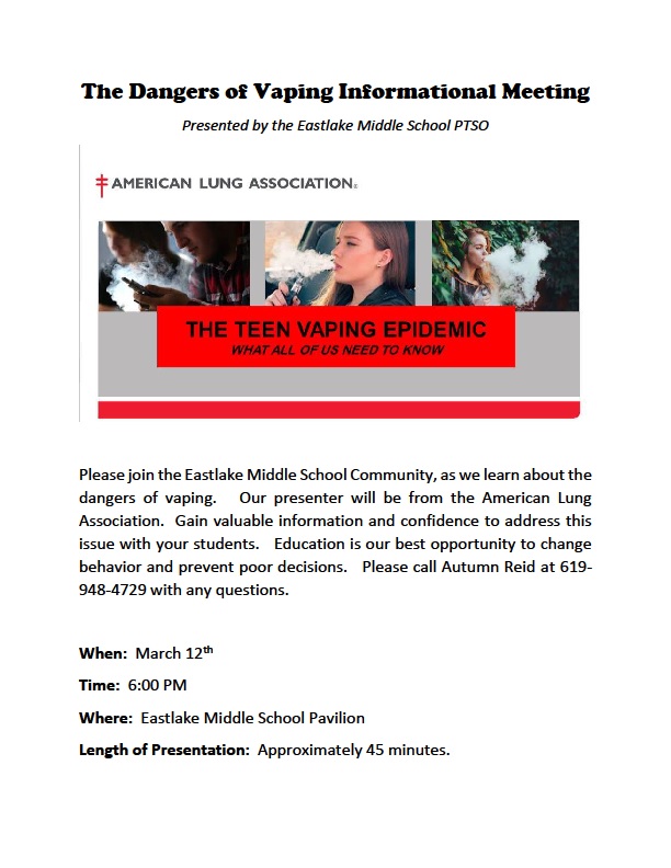 Dangers of Vaping Informational Meeting - March 12, 2019